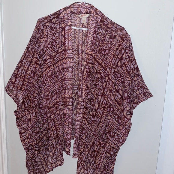Arizona Jean Co Multicolor Shrug Cover-up XS- S Open Front Cardigan 2-Pockets - Picture 2 of 8